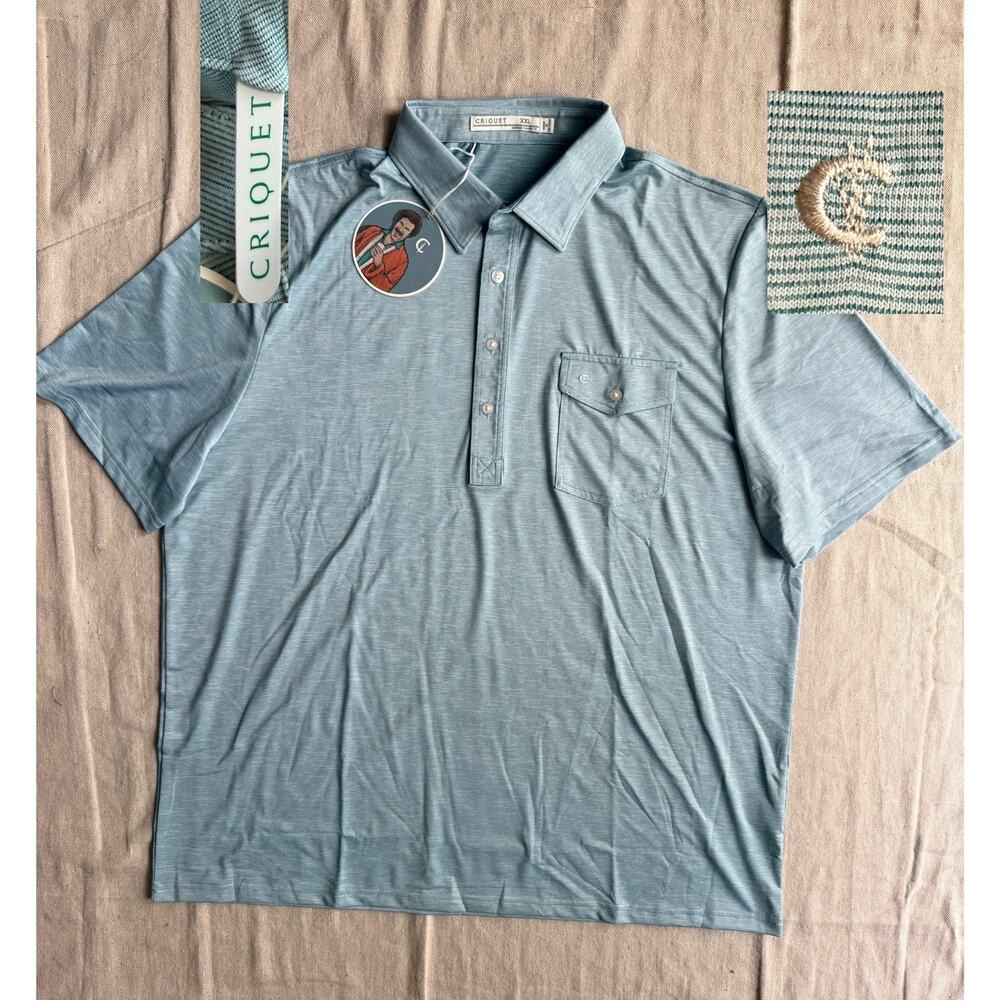 NWT Criquet Performance Players Shirt Men's XXL Golf Polo Green Micro Stripes